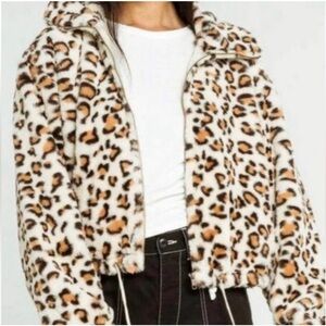 VS Pink Collab Know One Cares Leopard Print Sweater